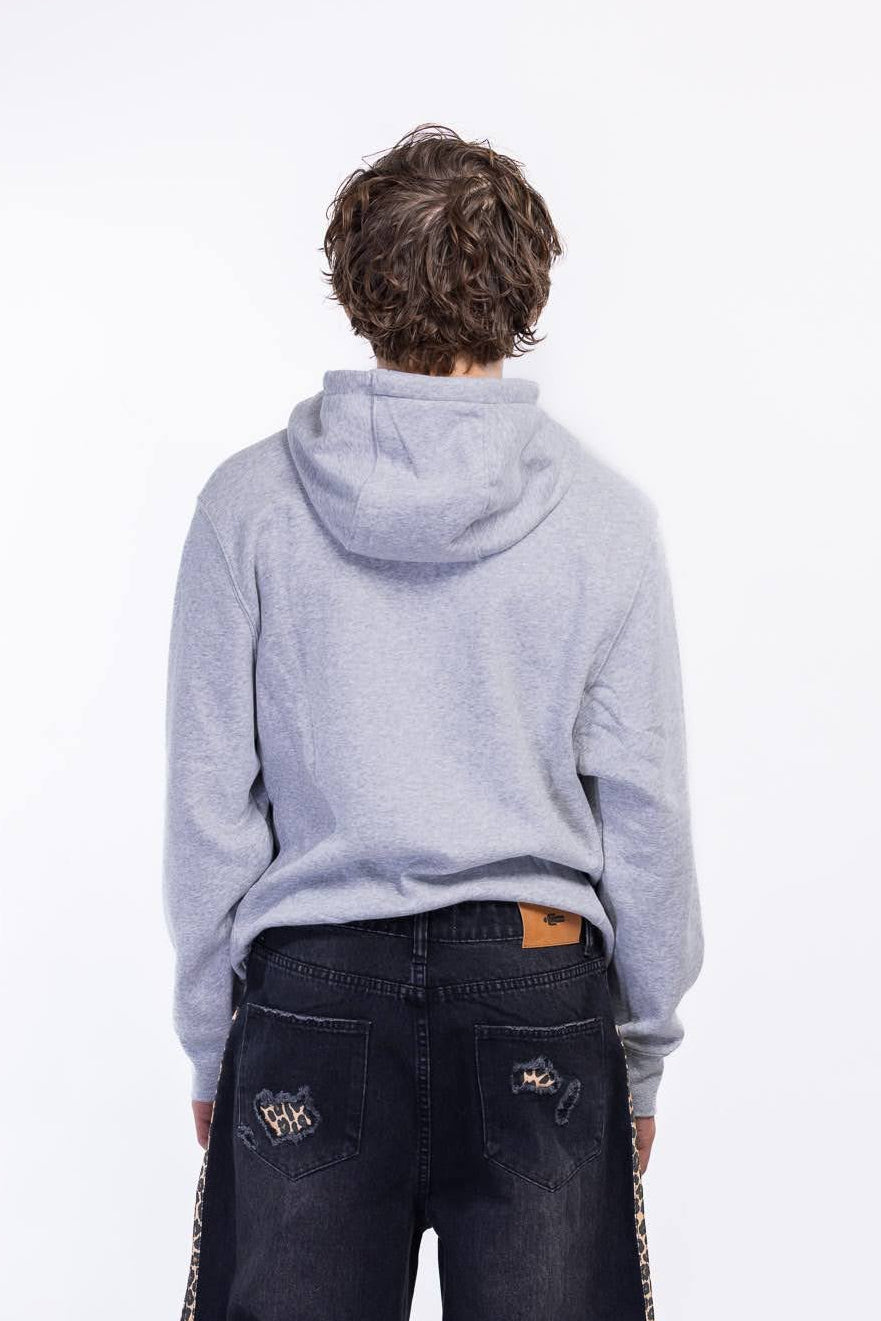 Black Baggy distressed jeans with leopard print